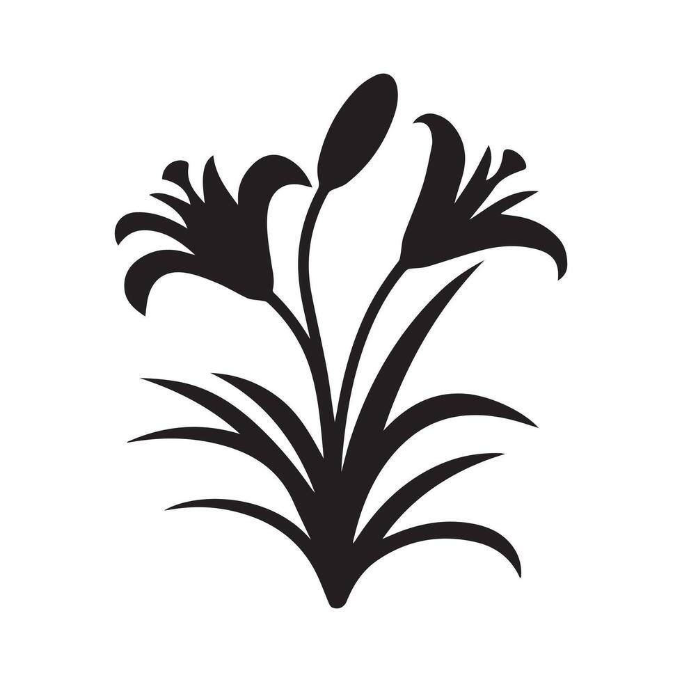 Elegant Black and White Lily Silhouette Design vector
