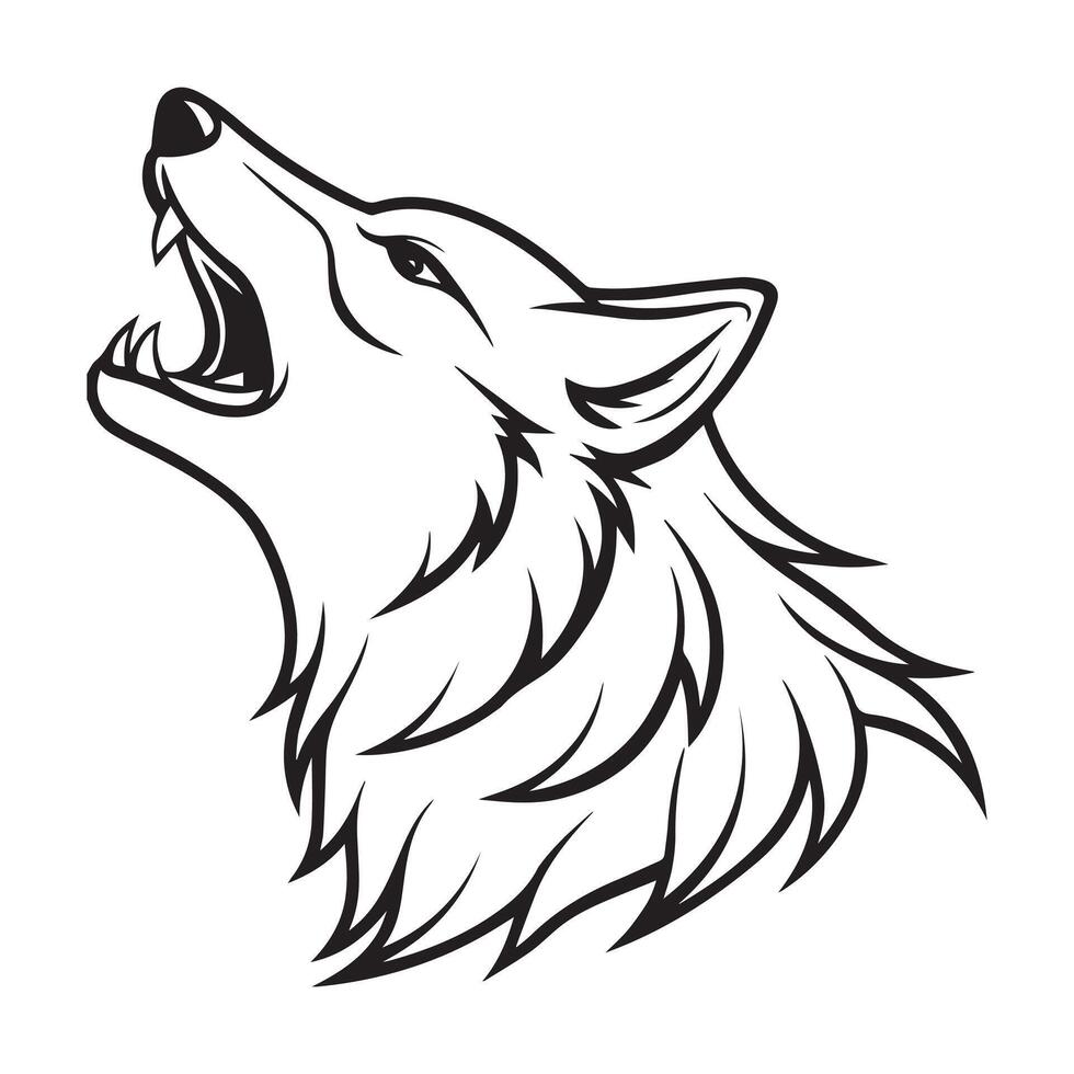 Powerful Wolf Head Outline in a Majestic Pose vector
