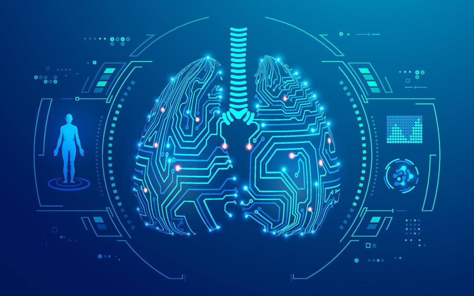 concept of medical healthcare technology or lungs x-ray, graphic of electronic lungs with futuristic element vector