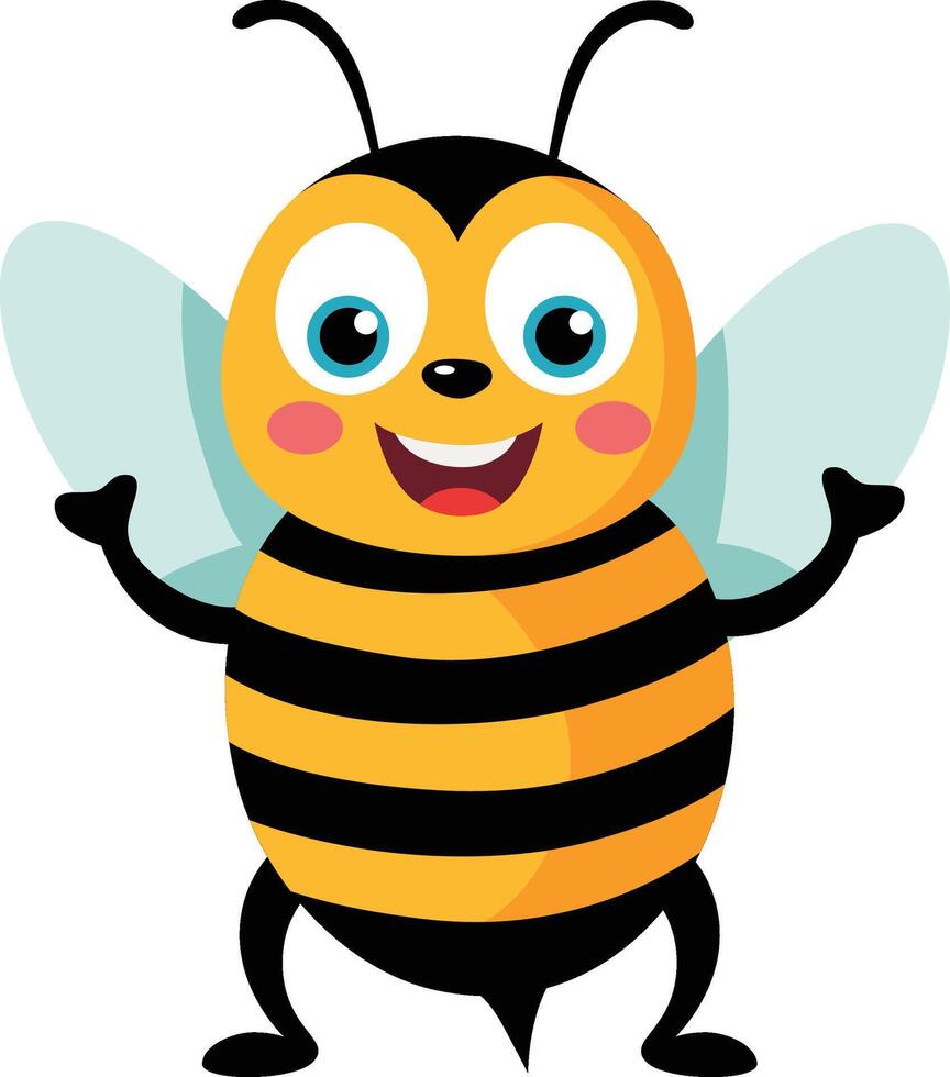 Cheerful and happy bee isolated on white vector