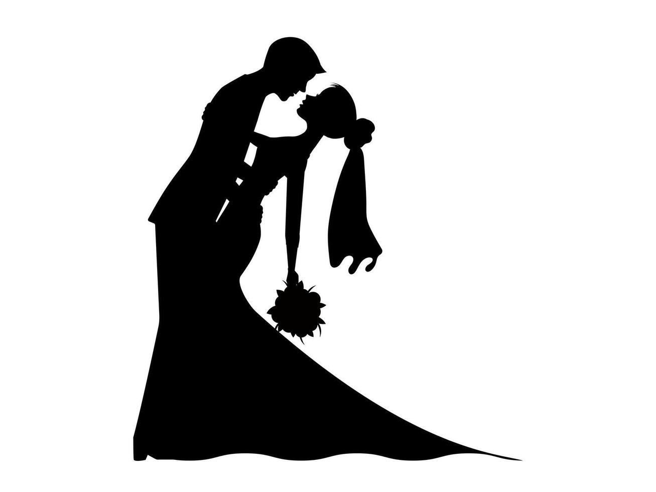 icon silhouette of groom and bride on white background. Wedding symbol for cards, web banners, etc. illustration EPS 10. vector
