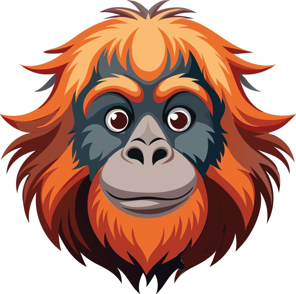 Iconic Orangutan Head Available on EPS File vector