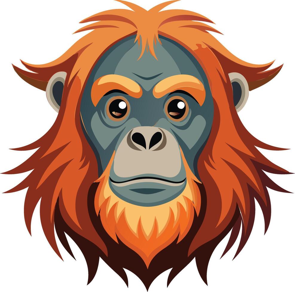 Wild Orangutan Head Available on EPS File vector