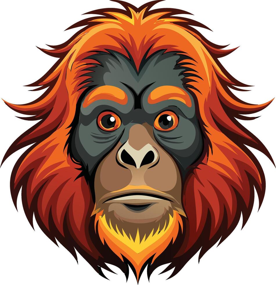 Charming Orangutan Head Available on EPS File vector