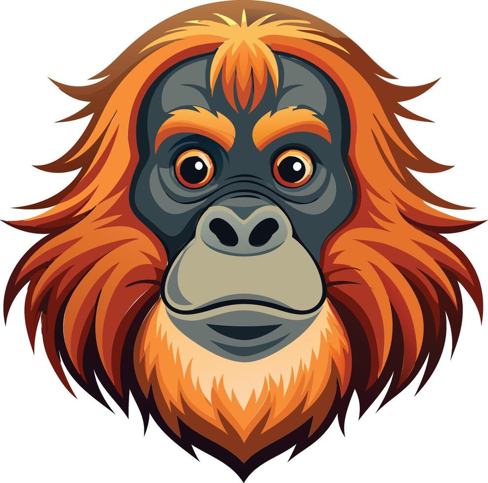 Intelligent Orangutan Head Available on EPS File vector