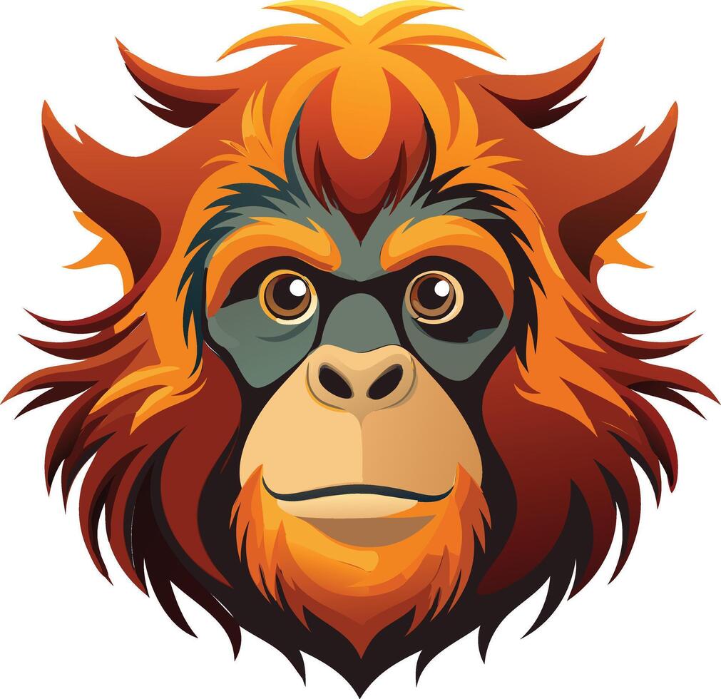 Powerful Orangutan Head Available on EPS File vector