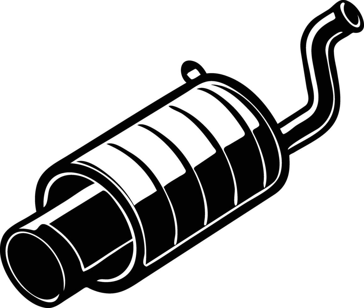 Sleek Exhaust Muffler Silhouette Available on EPS File vector