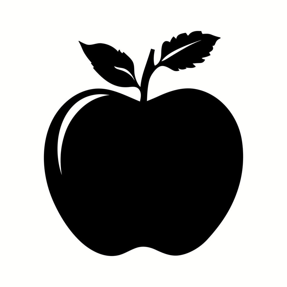 Black silhouette apple icon on white background. Simple fruit symbol . illustration vector