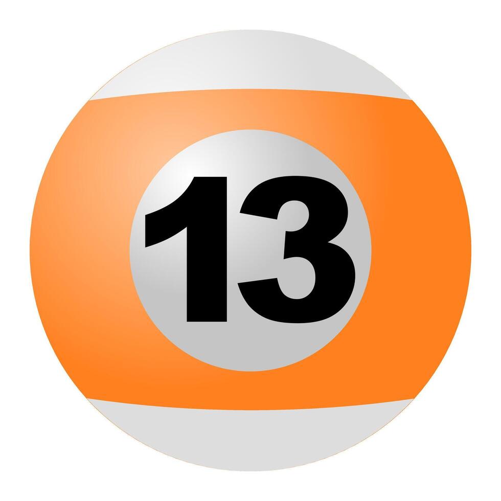 Orange-Striped Billiard Ball No. 13 vector