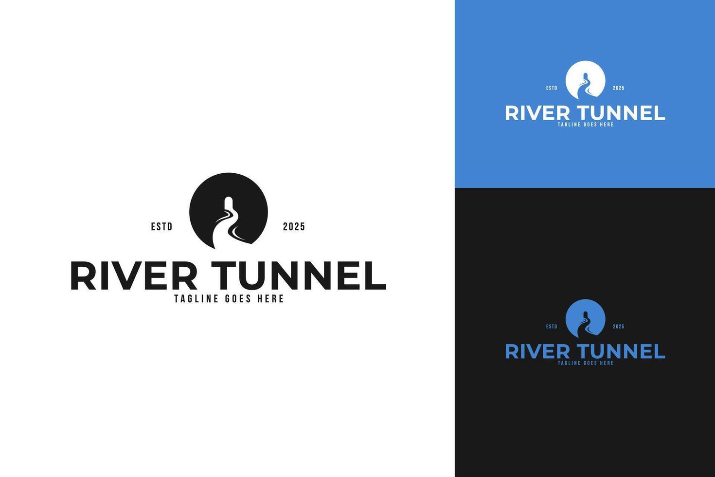 River tunnel logo design template illustration idea vector