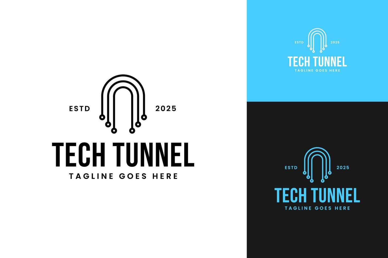 Tech tunnel logo design template illustration idea vector