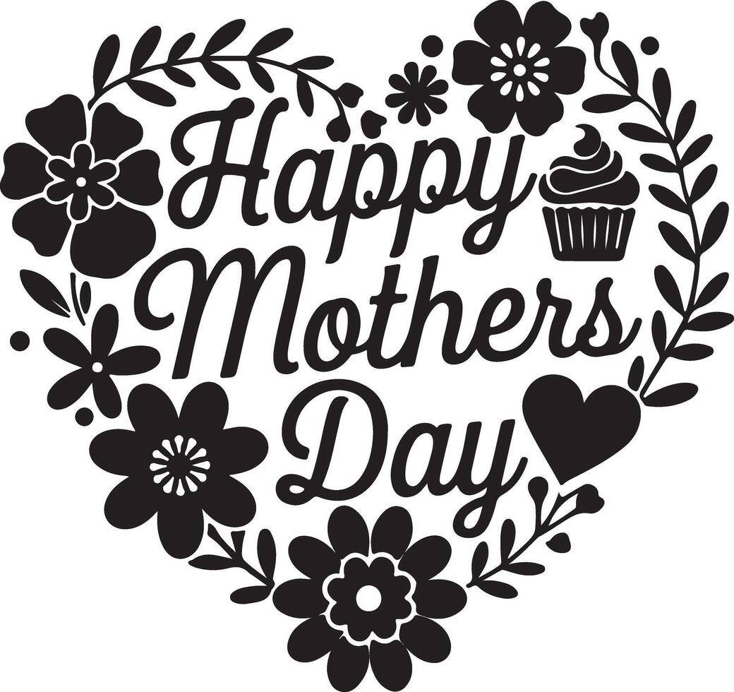Decorative Happy Mothers Day Lettering Art Print vector