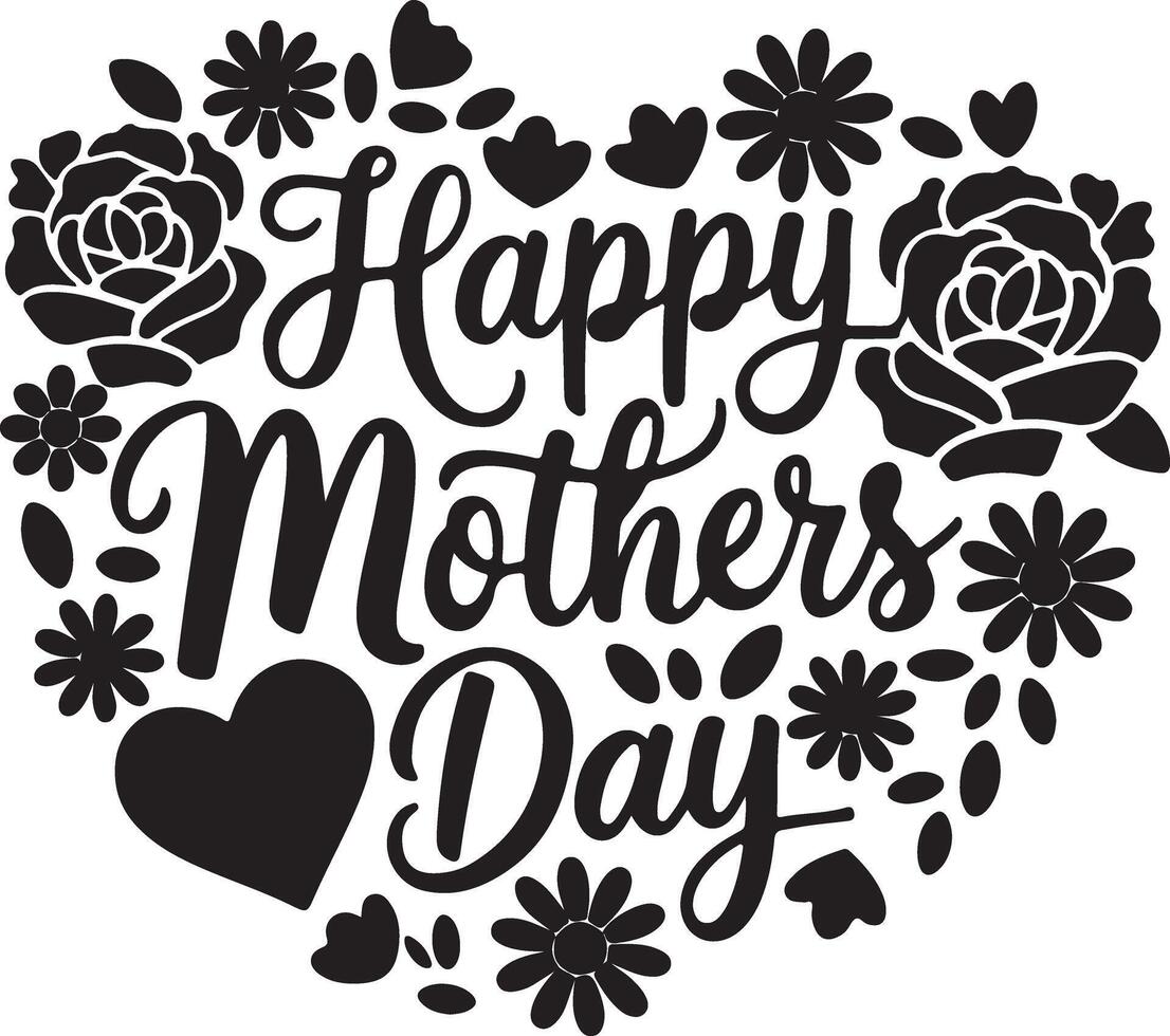 Floral Mothers Day Typography Design vector