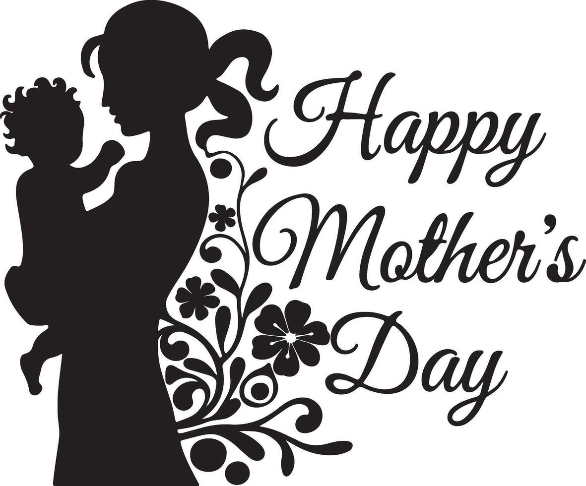 Heartwarming Mothers Day Silhouette Art vector