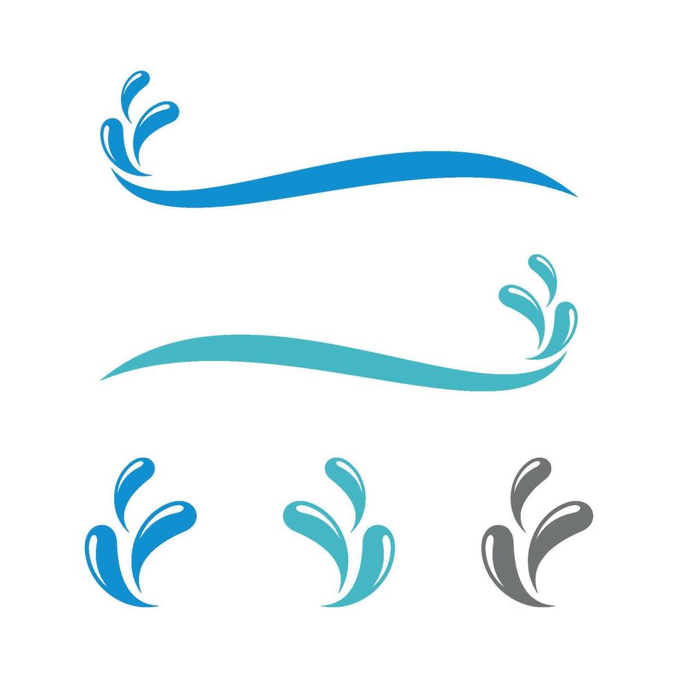 Set Blue Wet Splash Water Logo Template Illustration Design. EPS 10. vector