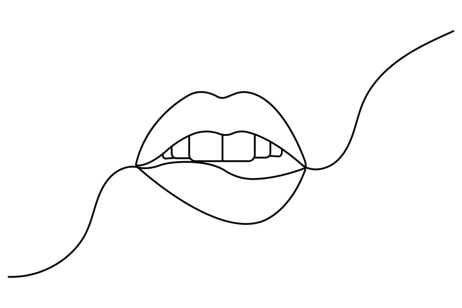 Lip continuous one line drawing of outline simple icon vector