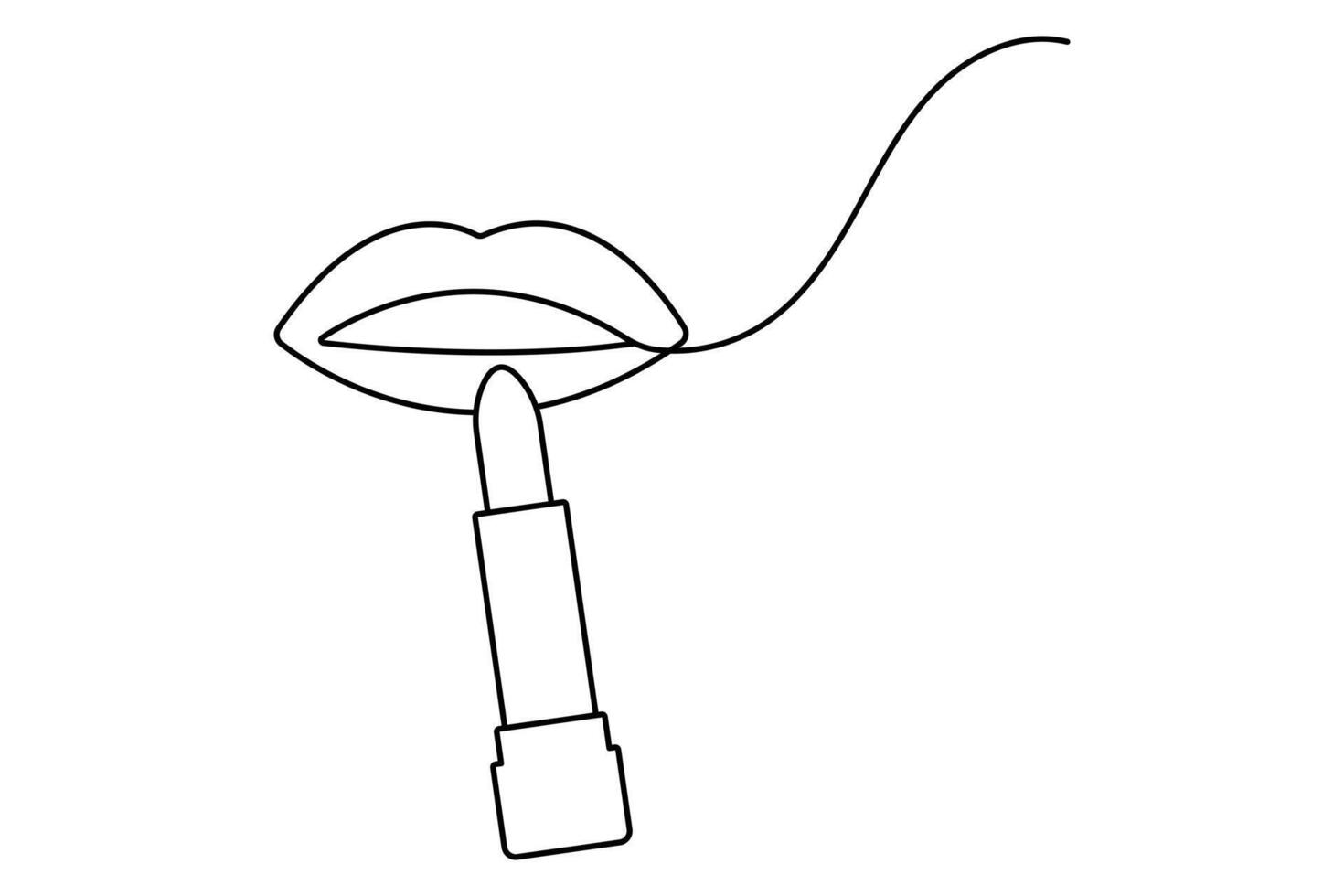 Lip continuous one line art symbol illustration with editable stroke one line Icon. vector