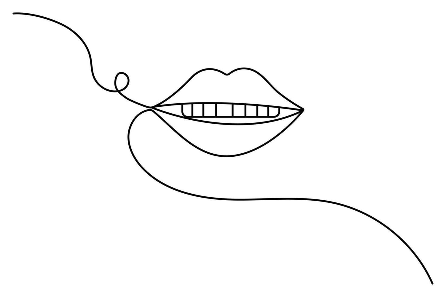 Lip continuous single line drawing with black and white background vector