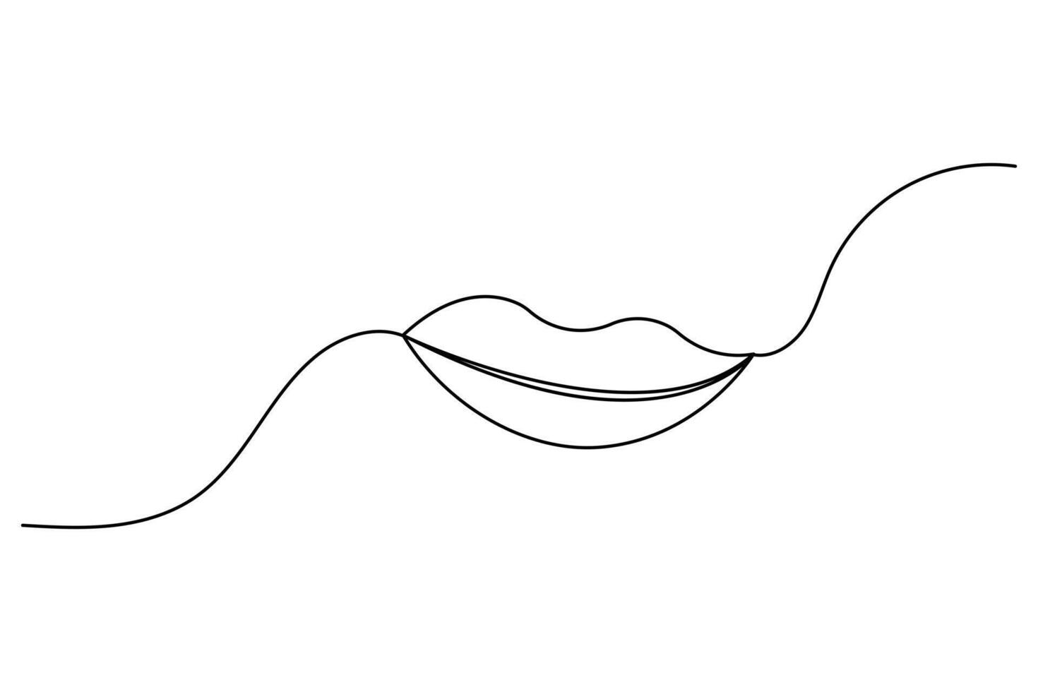 Lip continuous one line drawing and outline simple design vector