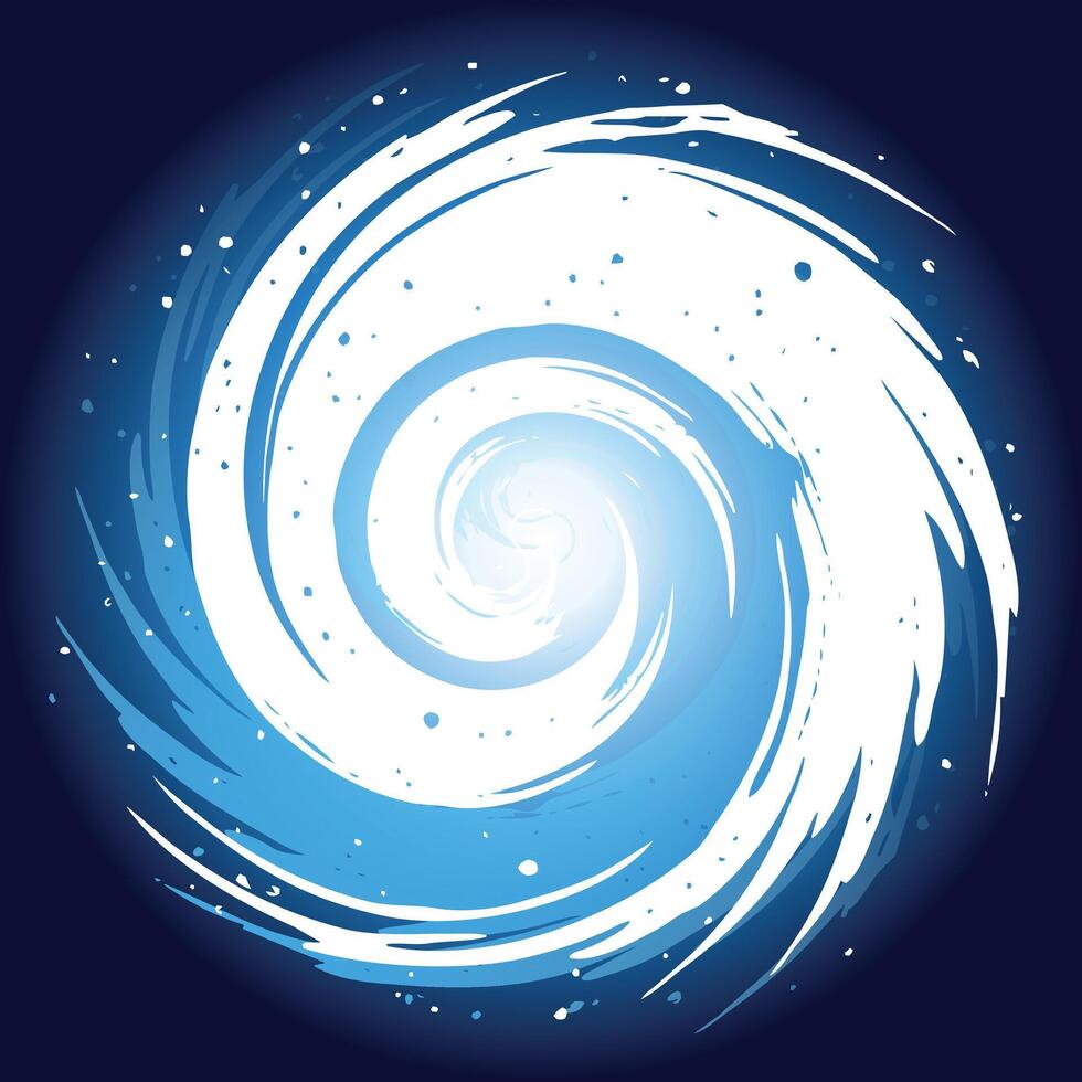 Glowing white and blue swirling vortex, representing energy, cosmic power, and dynamic motion in a futuristic style vector