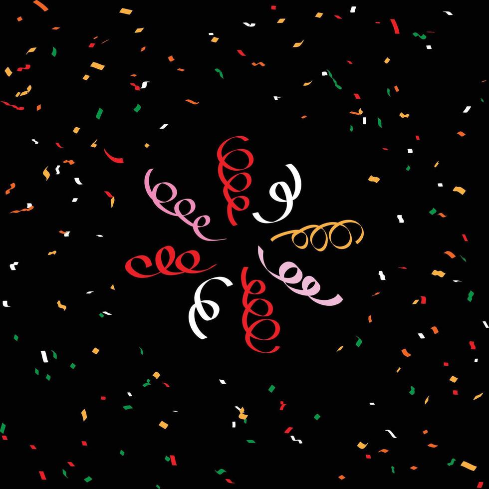 colorful confetti in various pastel shades dances across a Black background, perfect for celebrations, parties vector