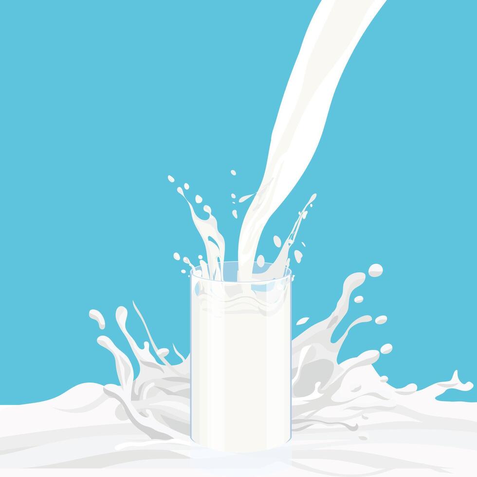 Fresh Milk Pouring into a Glass with Splash vector