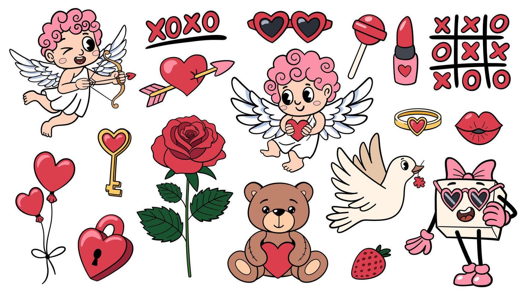 Groovy Valentine Set vector