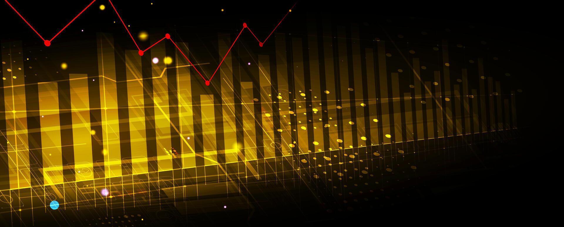 an yellow abstract background with a graph and a line vector