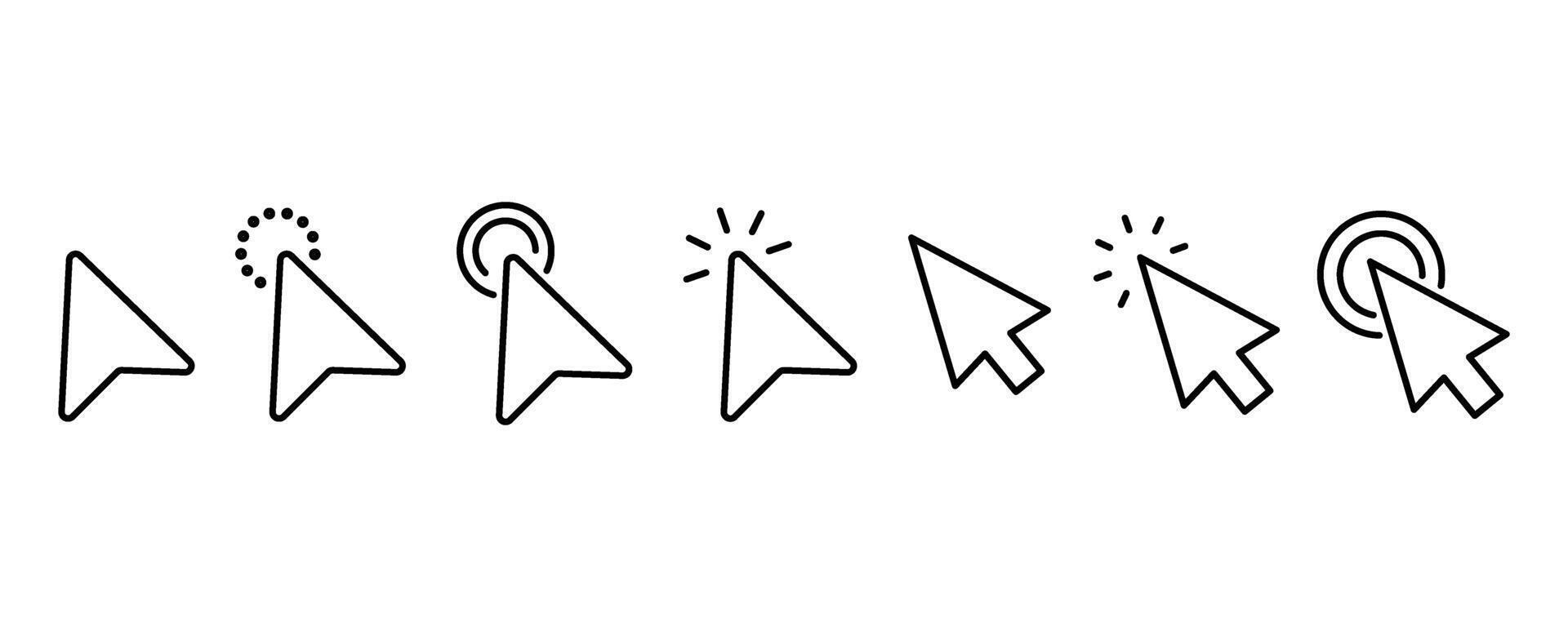 Pointer, mouse, click, hand cursor line icon set for web and mobile. vector