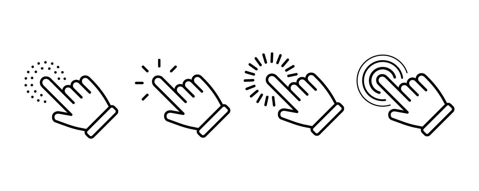 Hand cursor, pointer, Computer mouse, click line icon set vector
