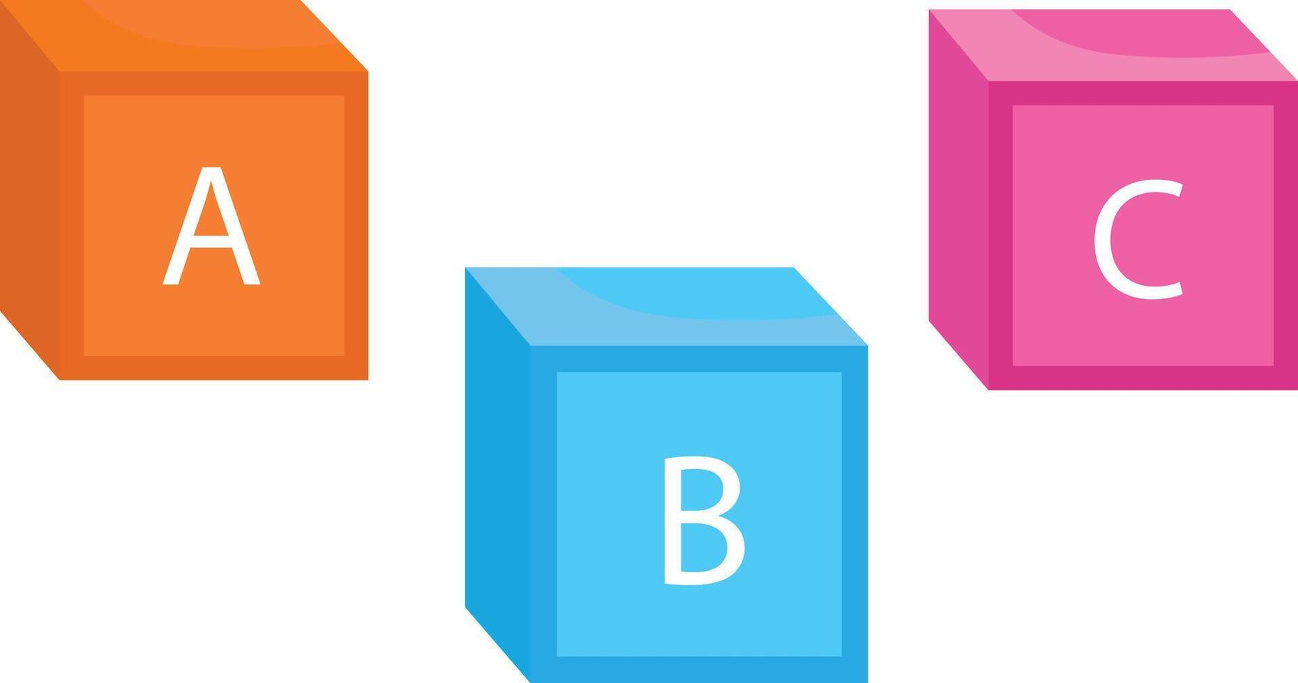 floating alphabet blocks A, B, and C. This represents playful learning, childhood development, and early education concepts. vector
