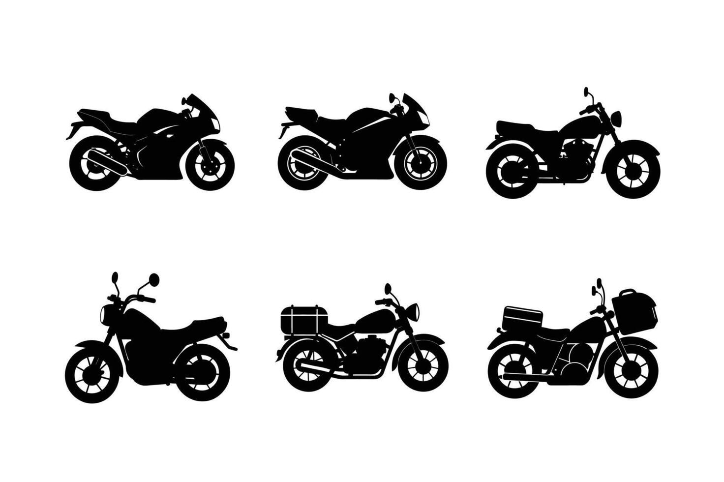 Silhouette set of touring motorcycles for road expeditions vector