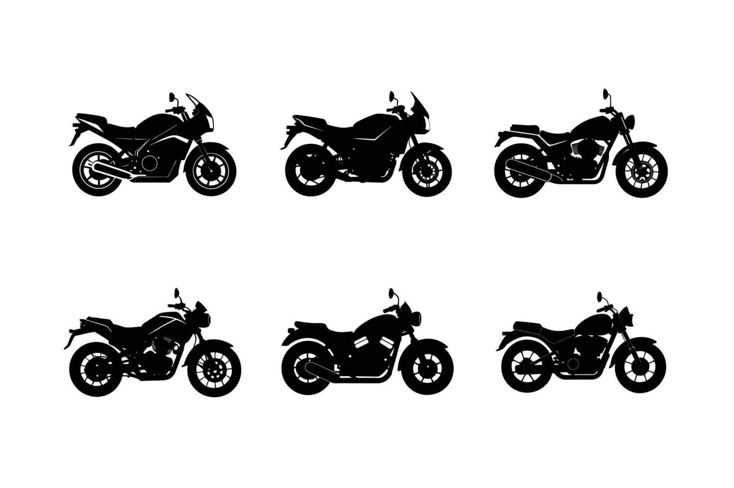 Silhouette collection of touring motorcycles for adventure rides vector