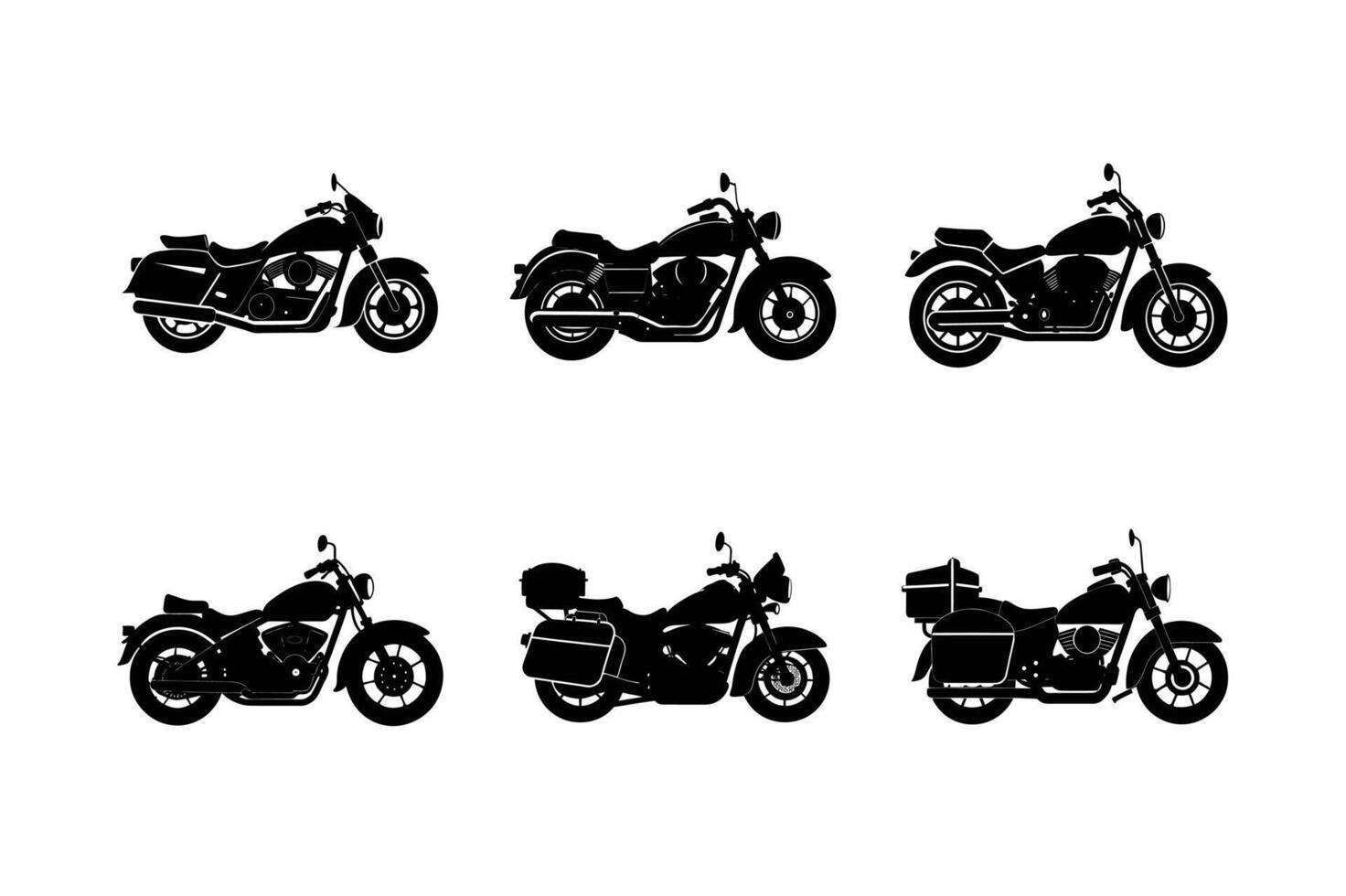Silhouette pack of touring motorcycles for long journeys vector