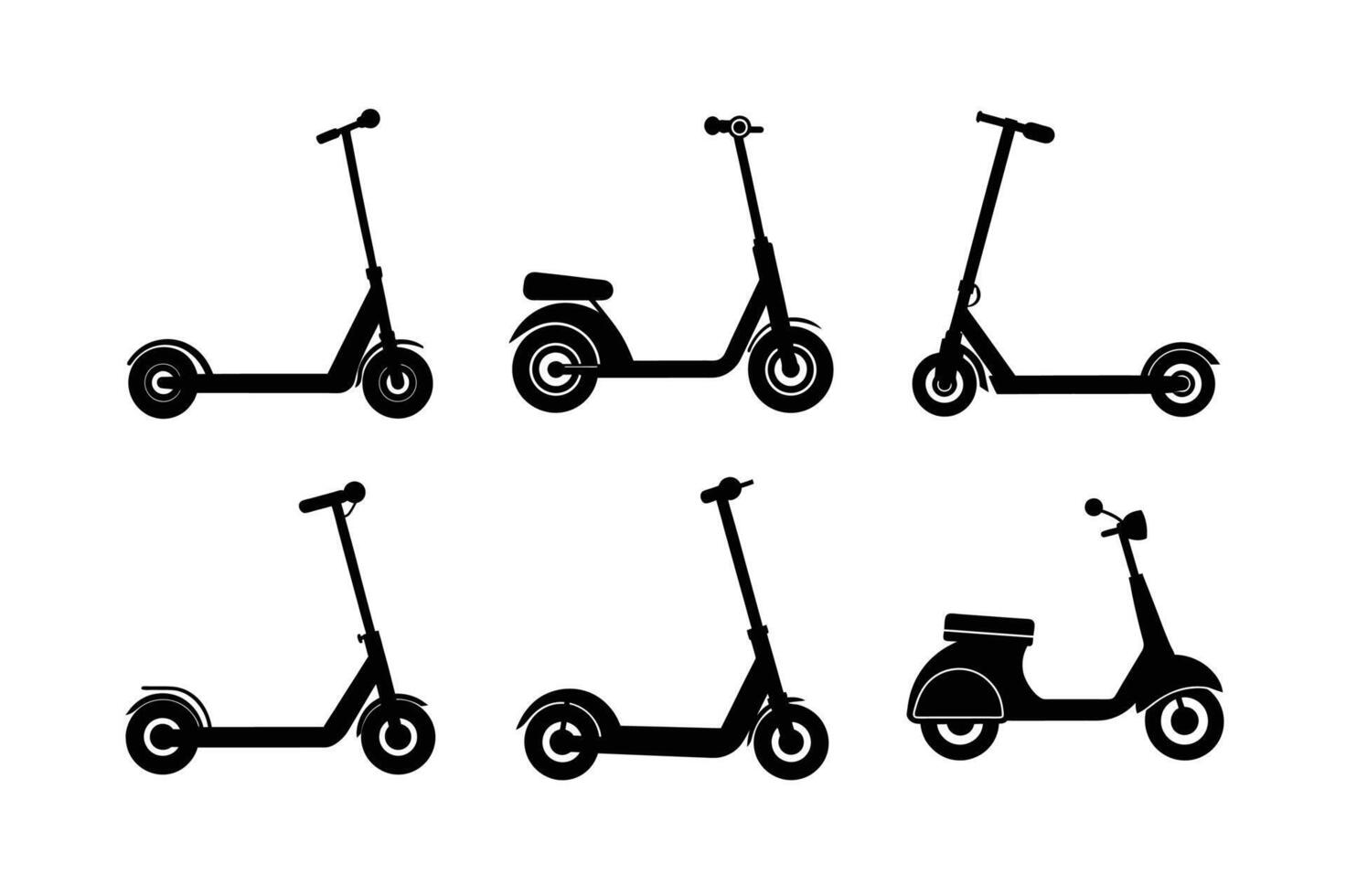 Urban scooter silhouette set for transportation projects vector