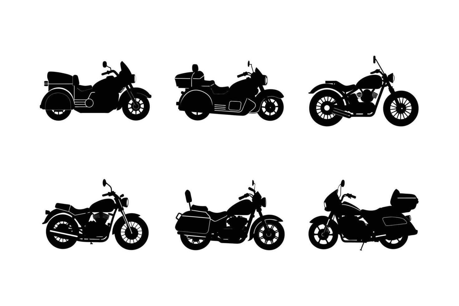Touring motorcycle silhouettes for road adventure lovers vector