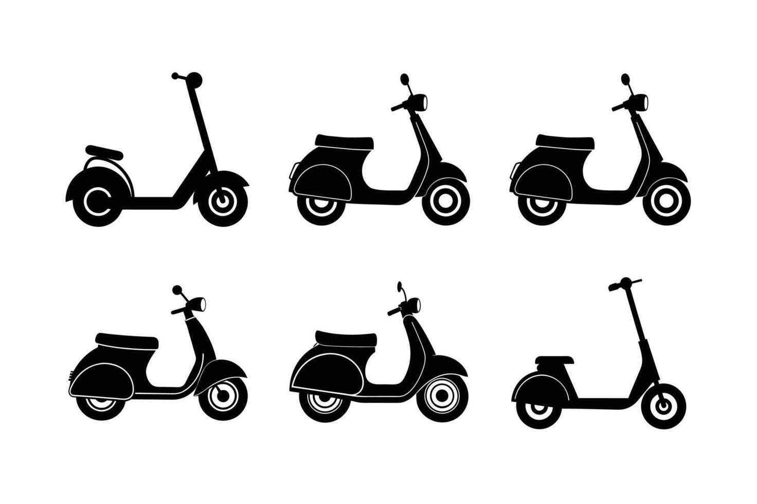 Urban scooter silhouette bundle for design and projects vector