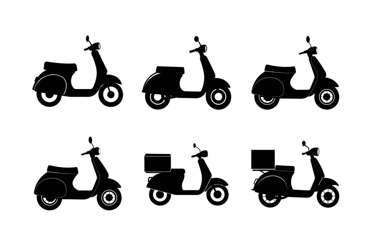 Set of scooter silhouettes on white background for design vector