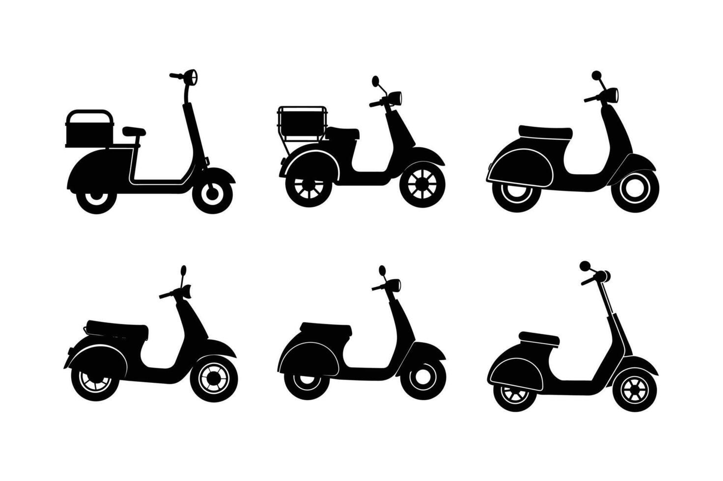 Urban scooter silhouette collection for designs and projects vector