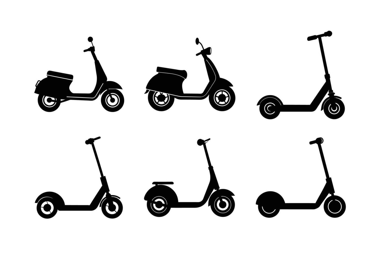 Scooter silhouette collection on white background vector