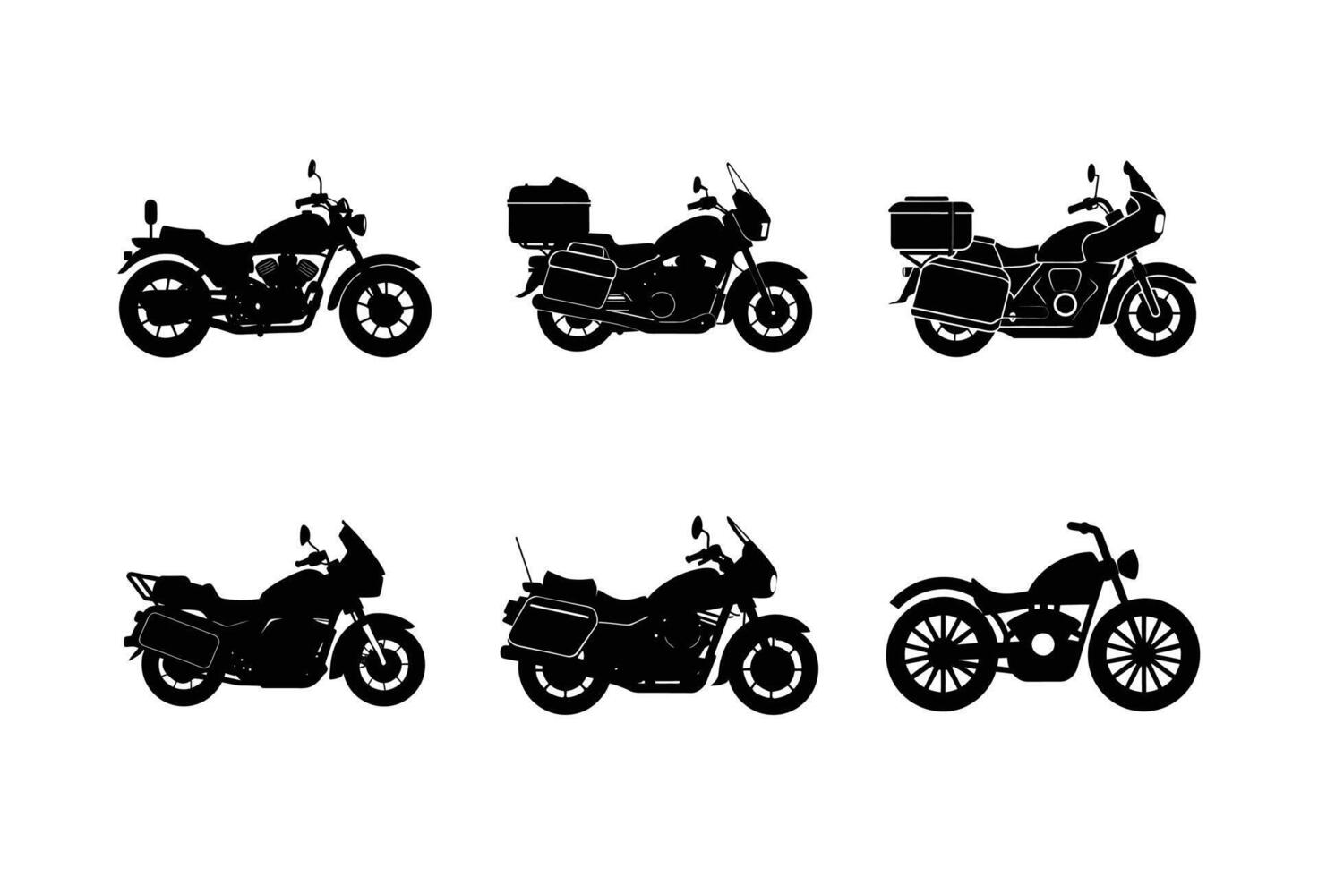 Adventure touring motorcycle silhouette for long trips vector