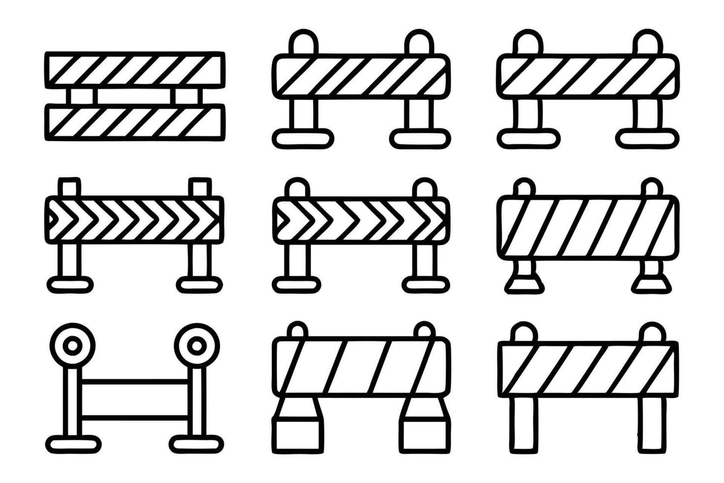 Traffic Control and Barrier Line Icons vector