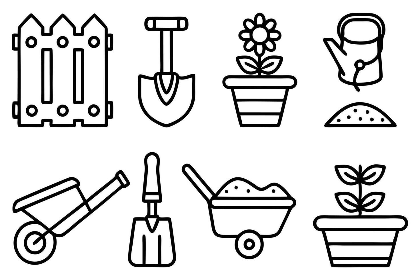soil and gardening related editable stroke outline vector
