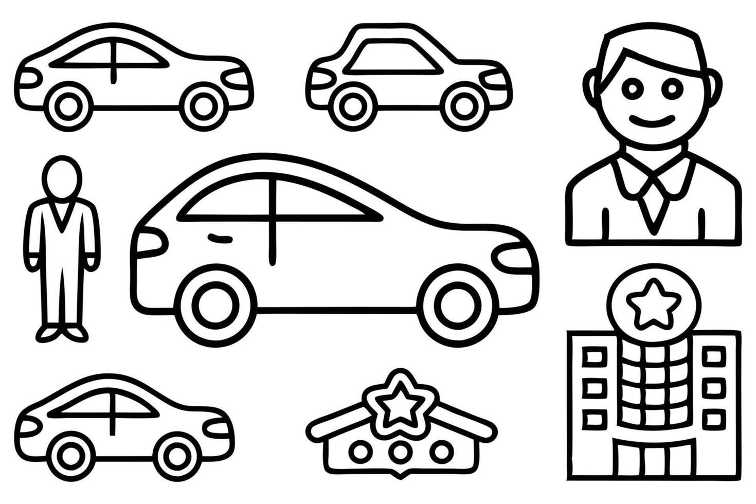 Automobile Sales and Services Outline Set vector