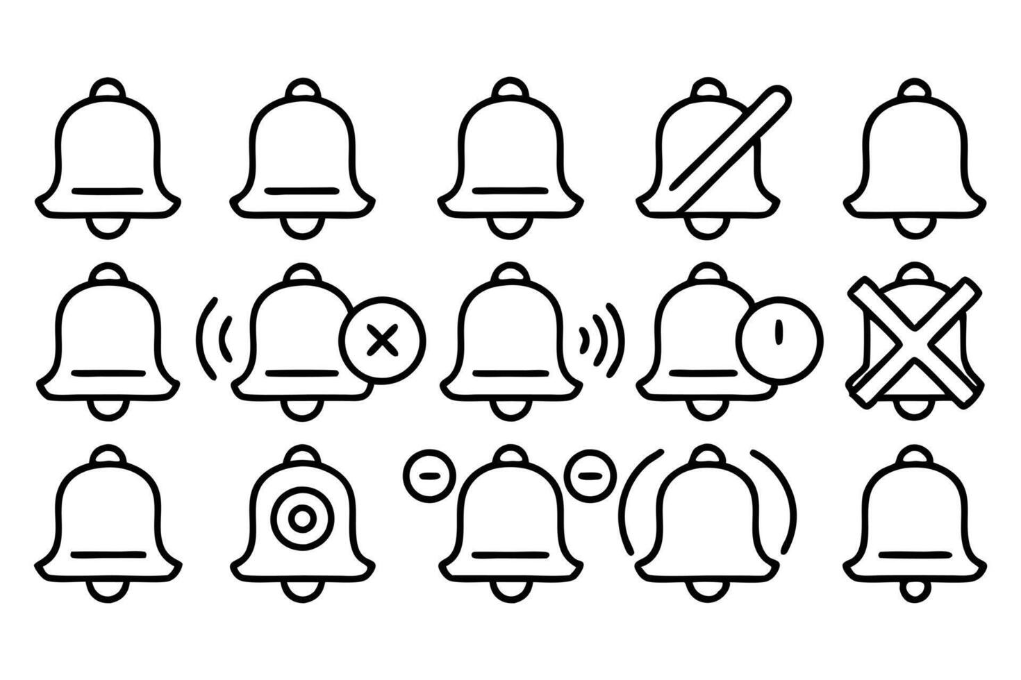 bell notification line icon set vector