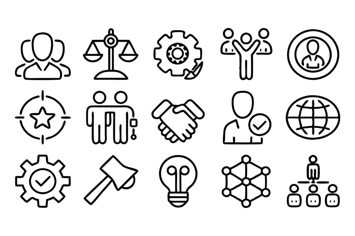 Trust andTeamwork Monoline Icons vector
