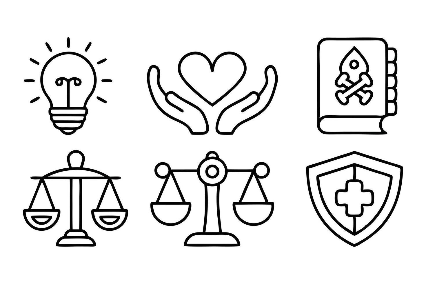 core values line icon set white background vector