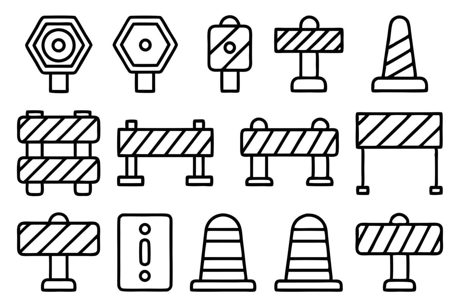 road block and pedestrian barrier editable stroke vector