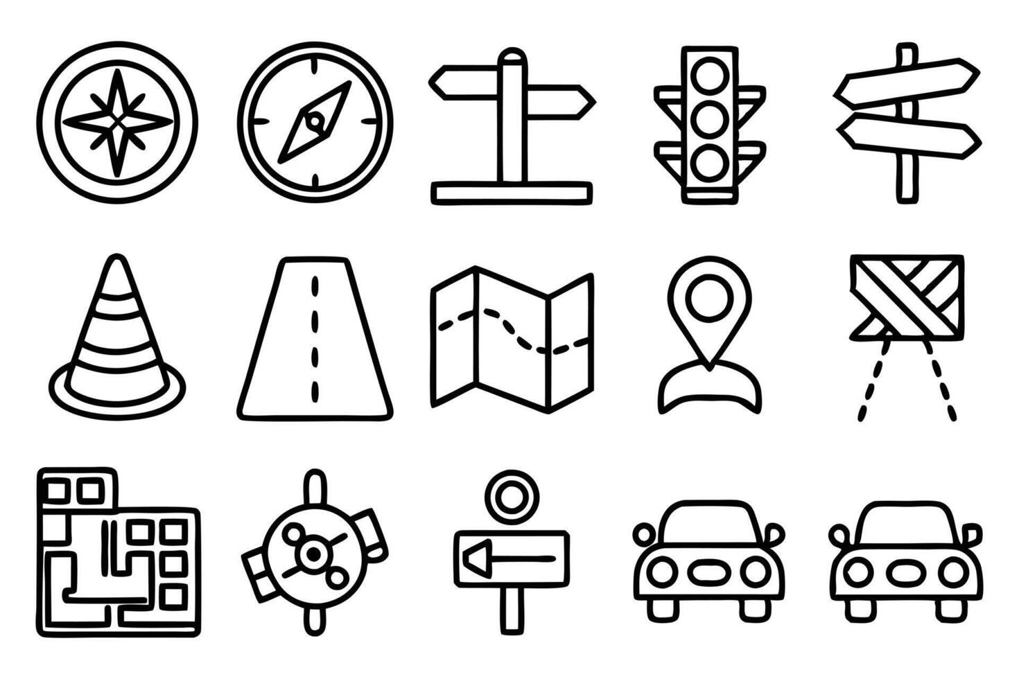 navigation and roads related editable stroke outli vector