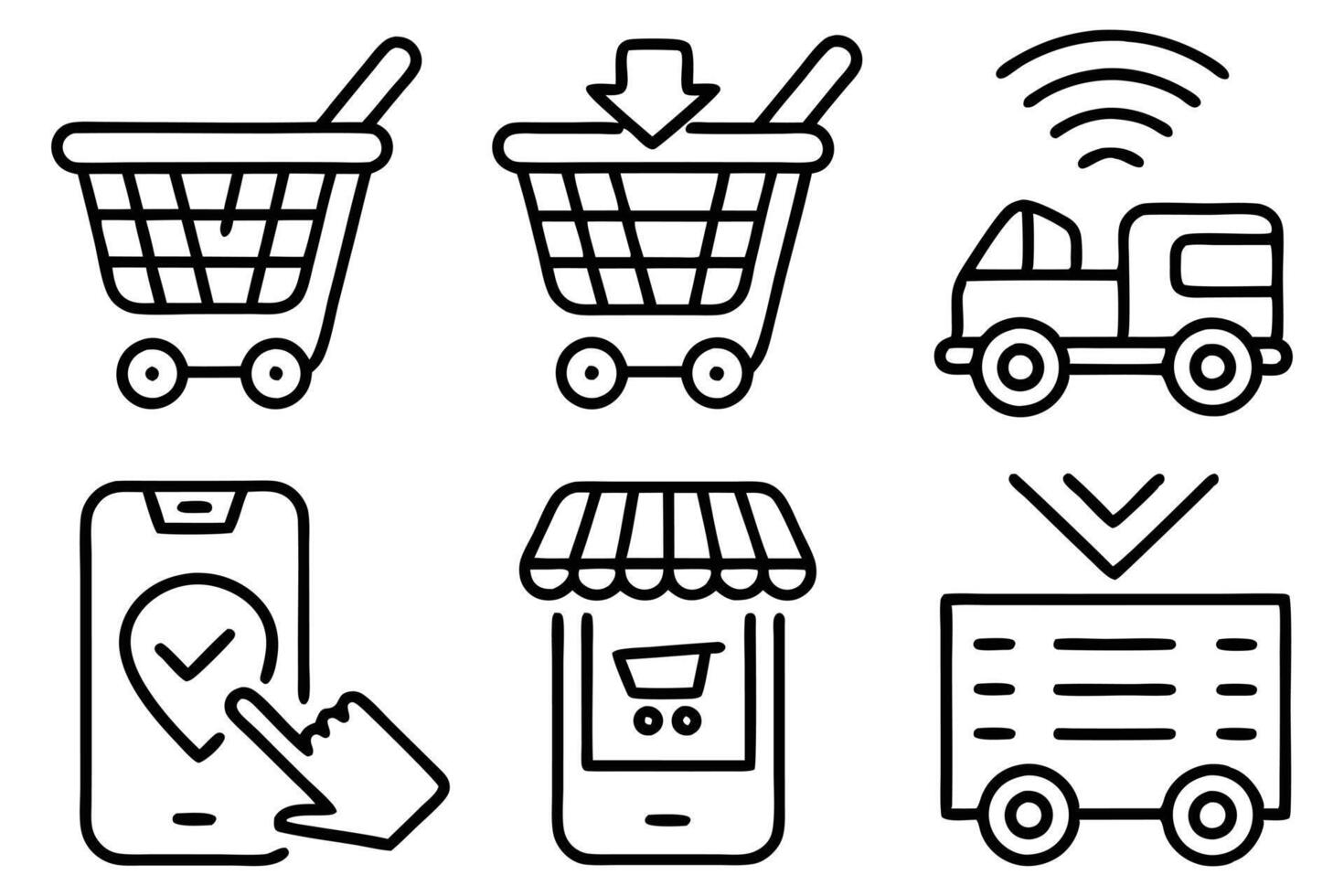 Click and Collect Shopping Icons vector
